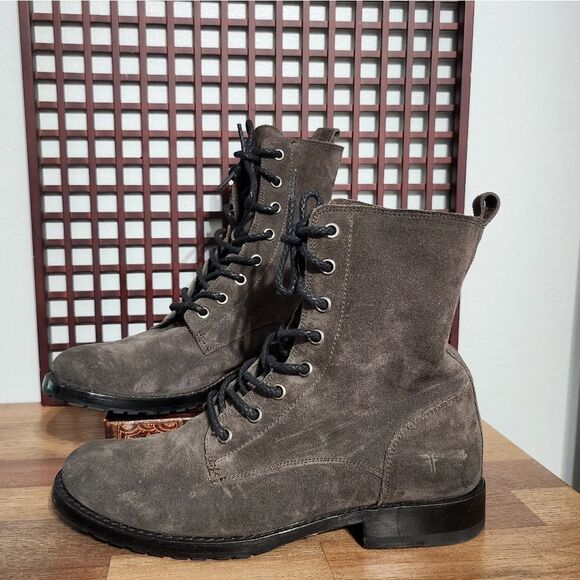 Frye Suede Lace Up Combat Boot - Picture 2 of 9